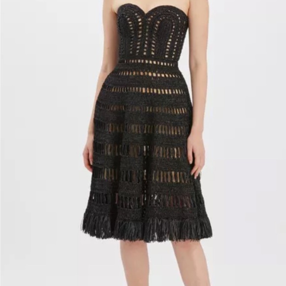Oscar de la Renta Strapless Crochet Macrame Cocktail Dress - NWTags-size 6/8 - Picture 8 of 15